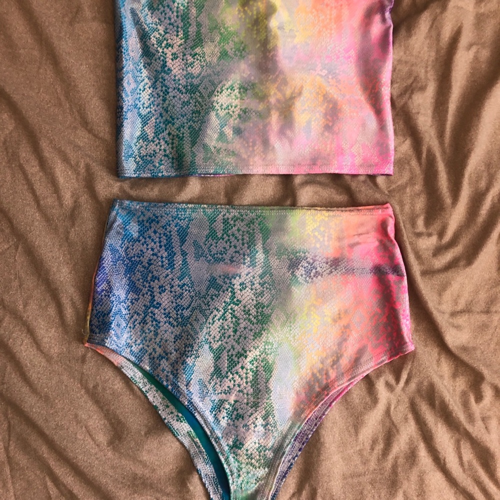 Lyte Couture - rainbow two piece rave set